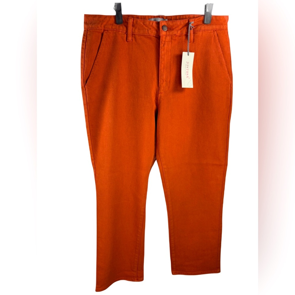 JUST USA Straight Leg Orange Denim Jeans Sz 32/14 NWT